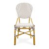 Silla de diseño vintage AMELIE aluminio imitación bambú_ratán y textil acabados color blanco y café 2
