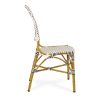 Silla de diseño vintage AMELIE aluminio imitación bambú_ratán y textil acabados color blanco y café 3