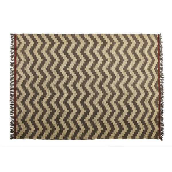 Alfombra de diseño étnico 200x250 yute y lana multicolor
