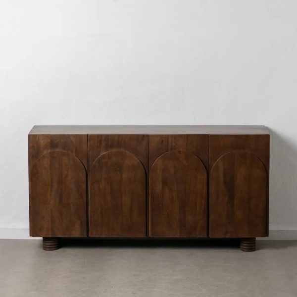 Aparador diseño rústico moderno madera mango natural volúmenes en puertas y patas talladas