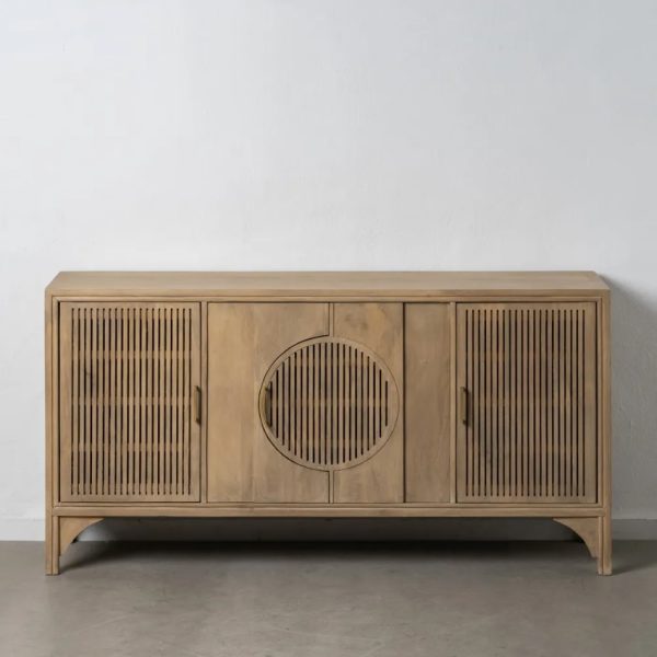 Aparador diseño rústico oriental madera mango acabado natural listones decorativos en el frente