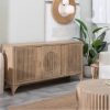 Aparador diseño rústico oriental madera mango acabado natural listones decorativos en el frente