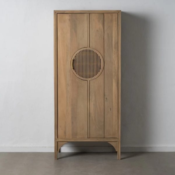 Armario diseño rústico oriental madera mango acabado natural círculo decorativo listones