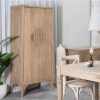 Armario diseño rústico oriental madera mango acabado natural círculo decorativo listones