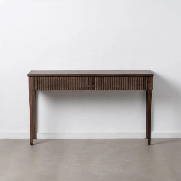 Consola diseño rústico moderno madera de mango acabado natural frente estriado