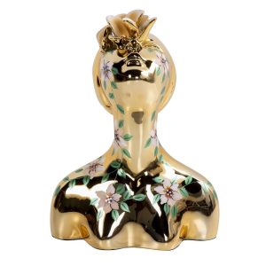 Figura decorativa estilo Art Decó mujer 55 resina color dorado