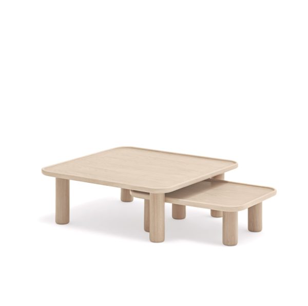 Juego 2 mesas de centro nido de diseño moderno minimalista NEST 79_49 acabado natural claro