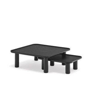 Juego 2 mesas de centro nido de diseño moderno minimalista NEST 79_49 acabado negro