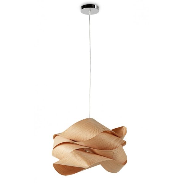 Lámpara de techo diseño moderno pantalla de madera con formas onduladas