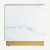 Mesa auxiliar cuadrada de diseño Art Decó NEVA 60 vidrio color blanco y acero oro
