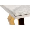 Mesa auxiliar cuadrada de diseño Art Decó NORILSK 60 mármol artificial gris y acero inoxidable dorado y plata 4