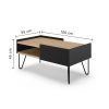 Mesa de centro rectangular de diseño moderno NINA 100 roble claro y negro 4