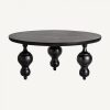 Mesa de centro redonda de diseño Art Decó RHODES Ø90 madera de mango color negro