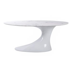 Mesa de comedor de diseño moderno SELFOSS 170 mármol sintético y fibra de vidrio color blanco 6