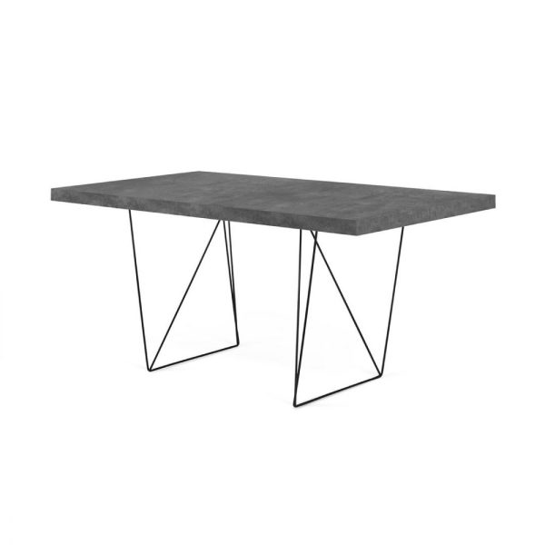 Mesa de comedor diseño moderno minimalista MULTI 160 acabado efecto cemento y patas de metal negro