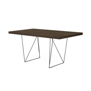 Mesa de comedor diseño moderno minimalista MULTI 160 acabado nogal y patas de metal negro