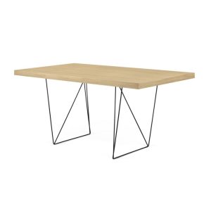 Mesa de comedor diseño moderno minimalista MULTI 160 acabado roble y patas de metal negro