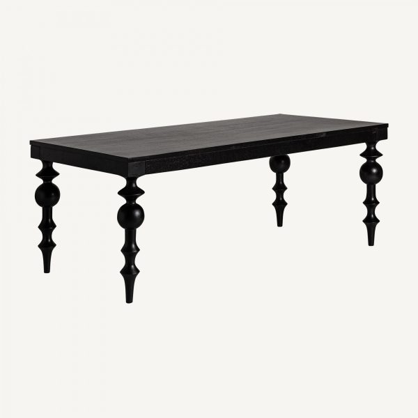 Mesa de comedor rectangular de diseño Art Decó RHODES 200 madera de mango color negro 2