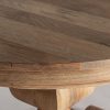 Mesa de comedor redonda de diseño rústico colonial KEHRIG Ø131 madera de mango acabado natural 5