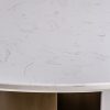 Mesa de comedor redonda de estilo Art Decó VIMPERK Ø150 acero dorado y mármol blanco 3