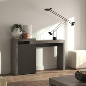 Mesa escritorio de diseño moderno contemporáneo DETROIT 119 acabado negro y efecto cemento 2