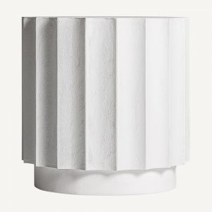 Mesita auxiliar redonda de estilo Art Decó LEZEY Ø50 cemento acabado blanco