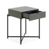 Mesita de noche de diseño vintage 50 madera gris y metal negro con un cajón 3