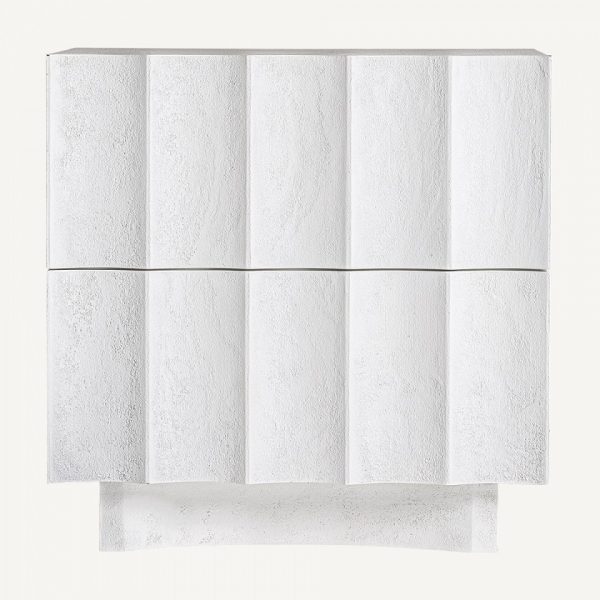 Mesita de noche de estilo Art Decó LEZEY 50 cemento acabado blanco
