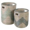 Set 2 cestos decorativos diseño rústico vintage seagrass trenzado dibujos geométricos colores