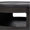Set 2 mesas de centro redondas diseño industrial madera de acacia negro con hierro