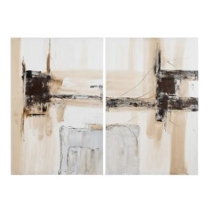 Set de 2 lienzos abstractos pintados a mano tonos marrones