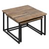 Set de 2 mesas nido de centro cuadradas diseño rústico industrial madera con hierro