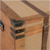 Set de 3 baúles diseño vintage madera con ratán y detalle de herrajes y correas