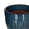 Set de 3 maceteros diseño vintage cerámica color azul marino