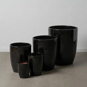 Set de 5 jarrones diseño vintage cerámica color negro