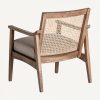 Sillón de diseño clásico colonial VALHEY asiento tapizado madera de mango y ratán 4