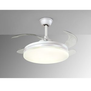 Ventilador de techo con luz LED VENTO Ø50 metal blanco mate y aspas transparentes 3