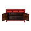 Aparador diseño vintage oriental madera rojo con desgastes