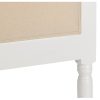 Cabecero diseño clásico para cama de 90cm madera blanco y tapizado lino beige
