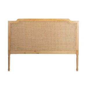 Cabecero diseño vintage para cama 150cm madera de pawlonia natural y ratán
