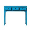 Consola diseño oriental madera azul acabado desgastado