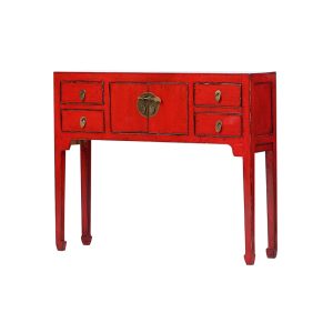 Consola diseño oriental madera rojo con desgastes