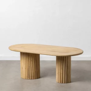 Mesa de centro ovalada de diseño contemporáneo 120 madera de mango acabado natural