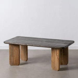 Mesa de centro rectangular de diseño contemporáneo 120 madera acabado marrón y natural