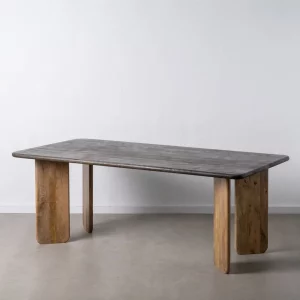 Mesa de comedor de diseño contemporáneo 200 madera de mango acabado natural y marrón