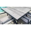 Mesa de comedor extensible para exterior SEGOVIA aluminio antracita y tablero cerámico gris