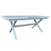 Mesa de comedor extensible para exterior aluminio blanco y tablero cerámico gris