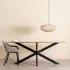 Mesa de comedor ovalada de diseño industrial 200 madera de mango y hierro negro 6