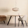 Mesa de comedor redonda de diseño industrial Ø130 madera de mango y hierro negro 6