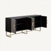 Mueble de televisión de diseño Art-Decó GATSBY 180 hierro madera y hueso 3